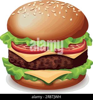 Grande e delicato burguer, vettore logo art Illustrazione Vettoriale