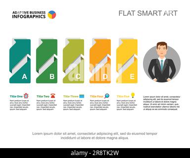 Modello di diapositiva strategia a cinque punti Illustrazione Vettoriale