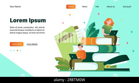 Persone focalizzate che studiano nella scuola online Illustrazione Vettoriale