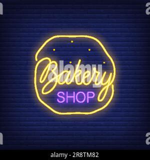 Negozio di panetteria Neon Sign Illustrazione Vettoriale