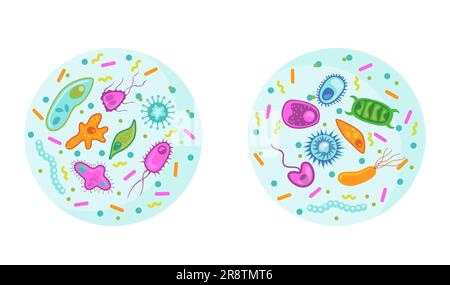 Set di batteri e virus Illustrazione Vettoriale