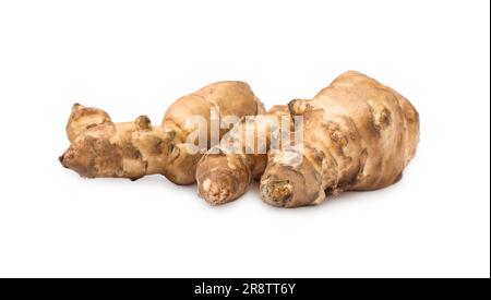 Gruppo di carciofi di Gerusalemme isolati su bianco Foto Stock