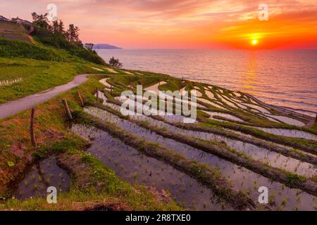 Il sole che tramonta a Shiroyonesenmaida Foto Stock