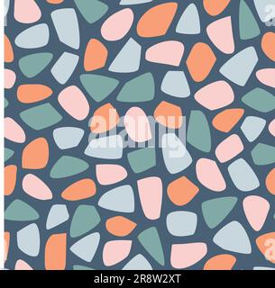 Motivo senza cuciture in stile terrazzo come caramelle. Moderna illustrazione vettoriale per stampa di tessuti, carta da imballaggio, pavimenti. Illustrazione Vettoriale