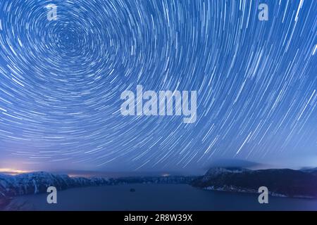 Lago Mashu e cielo stellato Foto Stock