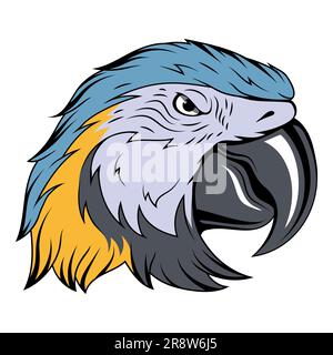 Pappagallo. Illustrazione vettoriale di un uccello tropicale arrabbiato. Ara Parrot Illustrazione Vettoriale