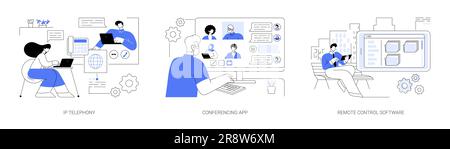 Tecnologie per il lavoro di squadra illustrazioni astratte dei vettori di concetto. Illustrazione Vettoriale