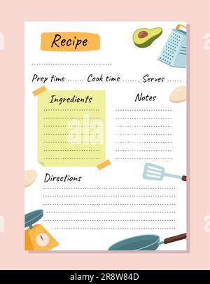 Concetto di design della copertina del ricettario Illustrazione Vettoriale