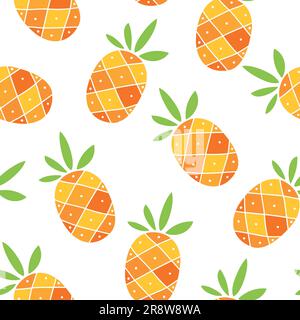 Motivo astratto senza cuciture con ananas. Sfondo estivo. Illustrazione vettoriale. Illustrazione Vettoriale