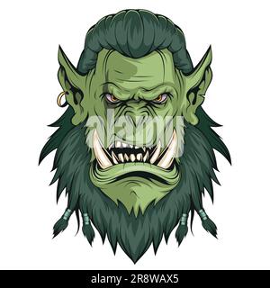 ORC. Illustrazione vettoriale di un troll guerriero. Logo di Monster orc e-sport Game Illustrazione Vettoriale