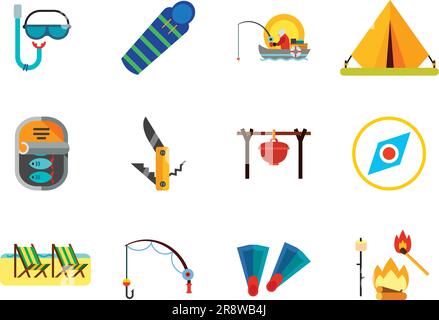 La pesca icona impostare Illustrazione Vettoriale