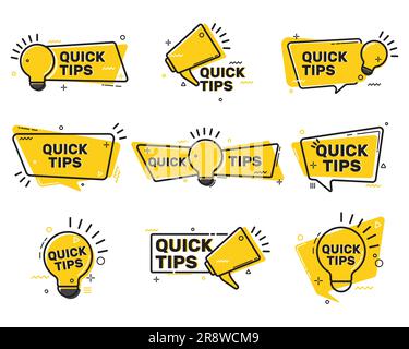 Raccolta di etichette piatte Quick Tip Illustrazione Vettoriale
