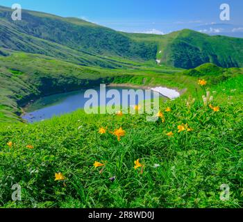 Nikkoh Sedge e Lake Chokai Foto Stock