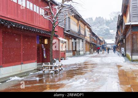 Higashi Chaya-GAI nella neve Foto Stock