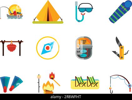 La pesca icona impostare Illustrazione Vettoriale