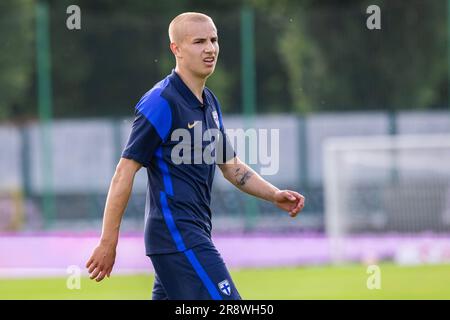 Varsavia, Polonia. 15 giugno 2023. Topi Keskinen della Finlandia U21 visto durante l'amichevole tra Polonia U21 e Finlandia U21 al Polonia Stadium. (Punteggio finale; Polonia U21 1:1 Finlandia U21) (foto di Mikolaj Barbanell/SOPA Images/Sipa USA) credito: SIPA USA/Alamy Live News Foto Stock