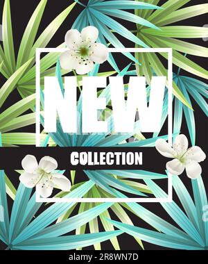 Nuova collezione di poster verdi con fiori Illustrazione Vettoriale