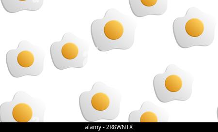 uova strapazzate su sfondo bianco, illustrazione vettoriale, motivo. uovo con tuorlo giallo. la colazione era deliziosa. illustrazione senza interruzioni. arredamento fast food. Illustrazione Vettoriale