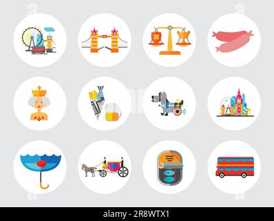 Set icone Inghilterra Illustrazione Vettoriale