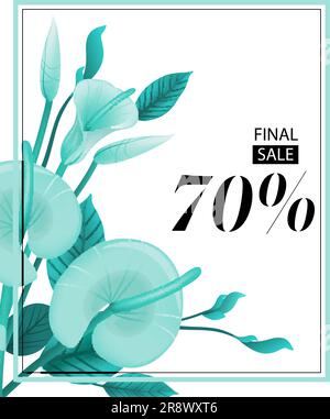 Vendita finale coupon del 70% con calla alla alla menta Illustrazione Vettoriale