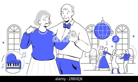 Coppia danzante - illustrazione in stile moderno Illustrazione Vettoriale
