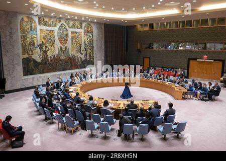 (230623) -- NAZIONI UNITE, 23 giugno 2023 (Xinhua) -- questa foto scattata il 22 giugno 2023 mostra il briefing del Consiglio di sicurezza delle Nazioni Unite sulla Somalia al quartier generale delle Nazioni Unite a New York. (Eskinder Debebe/un Photo/Handout via Xinhua) Foto Stock