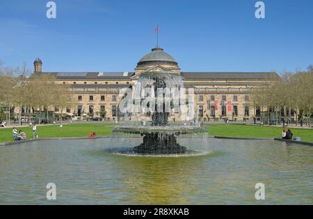 Kaskadenbrunnen, Bowling Green, Kurhaus, Spielcasino, Wiesbaden, Hessen, Germania Foto Stock