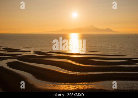 Appartamenti di fango sulla costa di Mikoshiorai Foto Stock