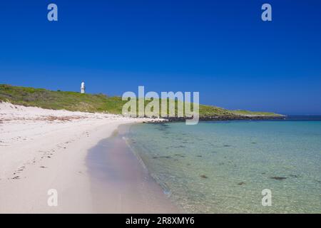 Faro di Kakunoshima e spiaggia di Ohama Foto Stock