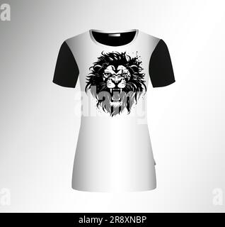 T-shirt con testa di leone. Illustrazione vettoriale Illustrazione Vettoriale