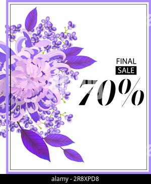 Vendita finale, design volantino del 70% con fiore Illustrazione Vettoriale