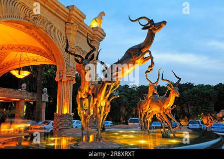 Ingresso al Palazzo della città perduta, Sun City, Nord Ovest, Sud Africa Foto Stock