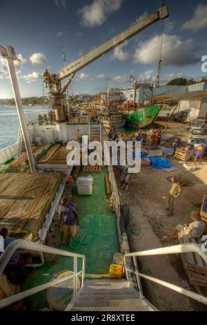 Banchina di carico di Port Vila, Vanuatu. Foto Stock