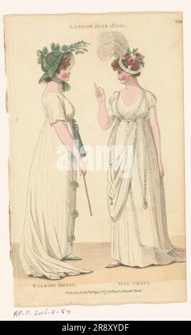 Magazine of Female Fashions of London and Paris, No. 28: London, June 1800: Walking Dress; Full Dress, 1800. Foto Stock