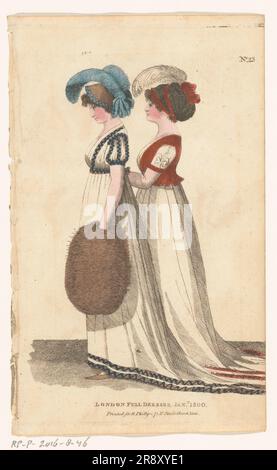 Rivista di Fashions femminili di Londra e Parigi. N.23. London Full Dresses, 1800 gennaio 1800. Foto Stock