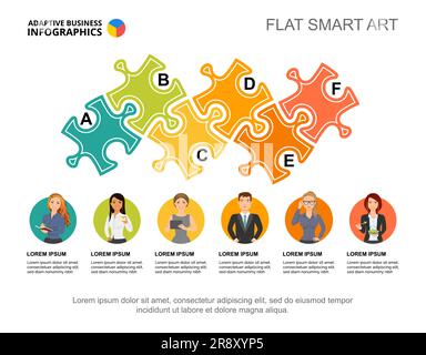 Modello di grafico dei processi a sei elementi per la presentazione Illustrazione Vettoriale
