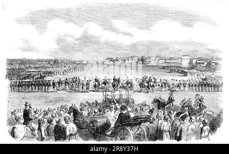 Esecuzione a Bombay di un Havildar mutinoso dei Native Marines e Sepoy del 10th Native Infantry, soffiando da Guns sull'Esplanade, alla presenza di un grande concorso di persone, 1857. Giustizia britannica amministrata ai ribelli indiani - resoconto illustrato da '...il Capo Master della Industrial School of Art di Bombay..."qualunque cosa si possa pensare in Inghilterra riguardo a questo modo di punizione, E' noto da coloro che conoscono bene il carattere asiatico come necessario in una crisi come quella attuale in India. Questa punizione è certamente orribile; ma non dimentichiamo la Foto Stock