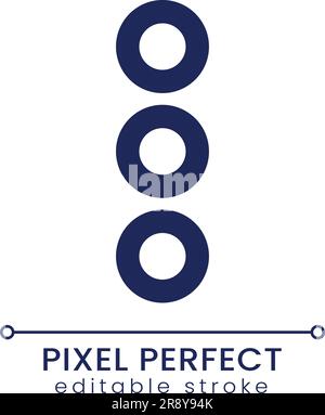 Icona dell'interfaccia utente pixel Perfect Linear del menu puntini di sospensione Illustrazione Vettoriale