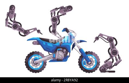 Automazione del processo di produzione di linee robotiche per moto moto moto e moto Illustrazione Vettoriale