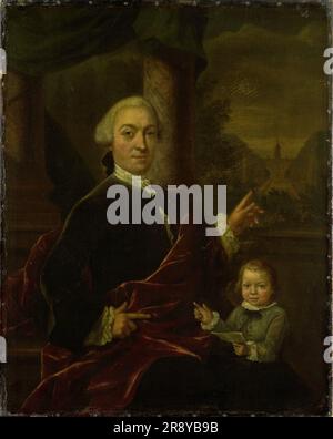 Ritratto di famiglia di Jan van de poll, banchiere e Burgomaster di Amsterdam con il suo giovane figlio Harman, 1755 anni. Foto Stock