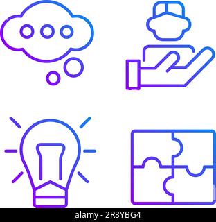 Gruppo di lavoro pixel perfetto gradiente lineare icone vettoriali set Illustrazione Vettoriale