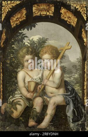 Christian Allegory con due figli con Croce e Calice, 1650-1699. Foto Stock