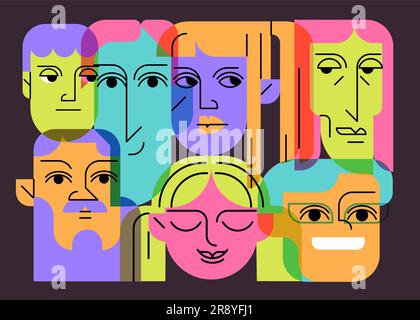 Ritratti creativi di persone stilizzati Illustrazione Vettoriale