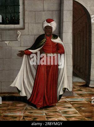 Il Kislar Aghassi, capo degli eunuchi neri del sultano, 1700-1737. Il kizlar agha, formalmente agha della Casa di Felicity, era il capo degli eunuchi che sorvegliavano l'harem imperiale ottomano a Costantinopoli. Foto Stock