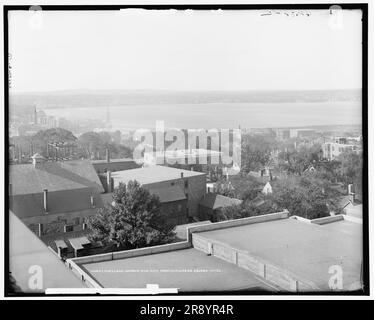 Porto di Portland e città dal Congress Square Hotel, tra il 1900 e il 1915. Foto Stock