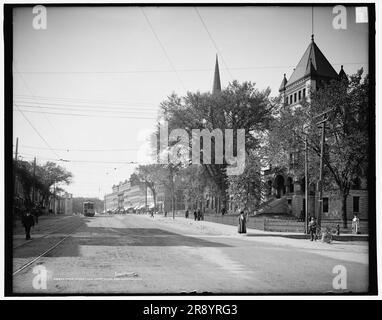 Main Street and Court House, Northampton, Massachusetts, c1907. Foto Stock