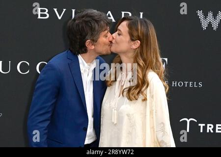 Cena di beneficenza Valeria Bilello mit Partner Tommaso Labate beim Anlaid in den Diokletiansthermen. ROM, 22.06.2023 Foto Stock