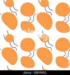 Carta da parati motivo decorativo senza cuciture con forme casuali di scarabocchio. Cerchi uno stile arancione Y2K per la stampa. Illustrazione Vettoriale