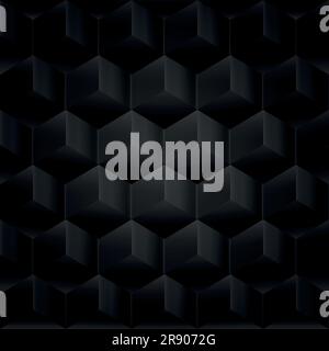 Sfondo astratto nero - cubi 3D. Illustrazione vettoriale. Illustrazione Vettoriale