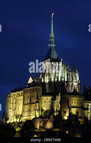 Monastery Isola Mont Saint Michel, St., Normandia, Francia Foto Stock